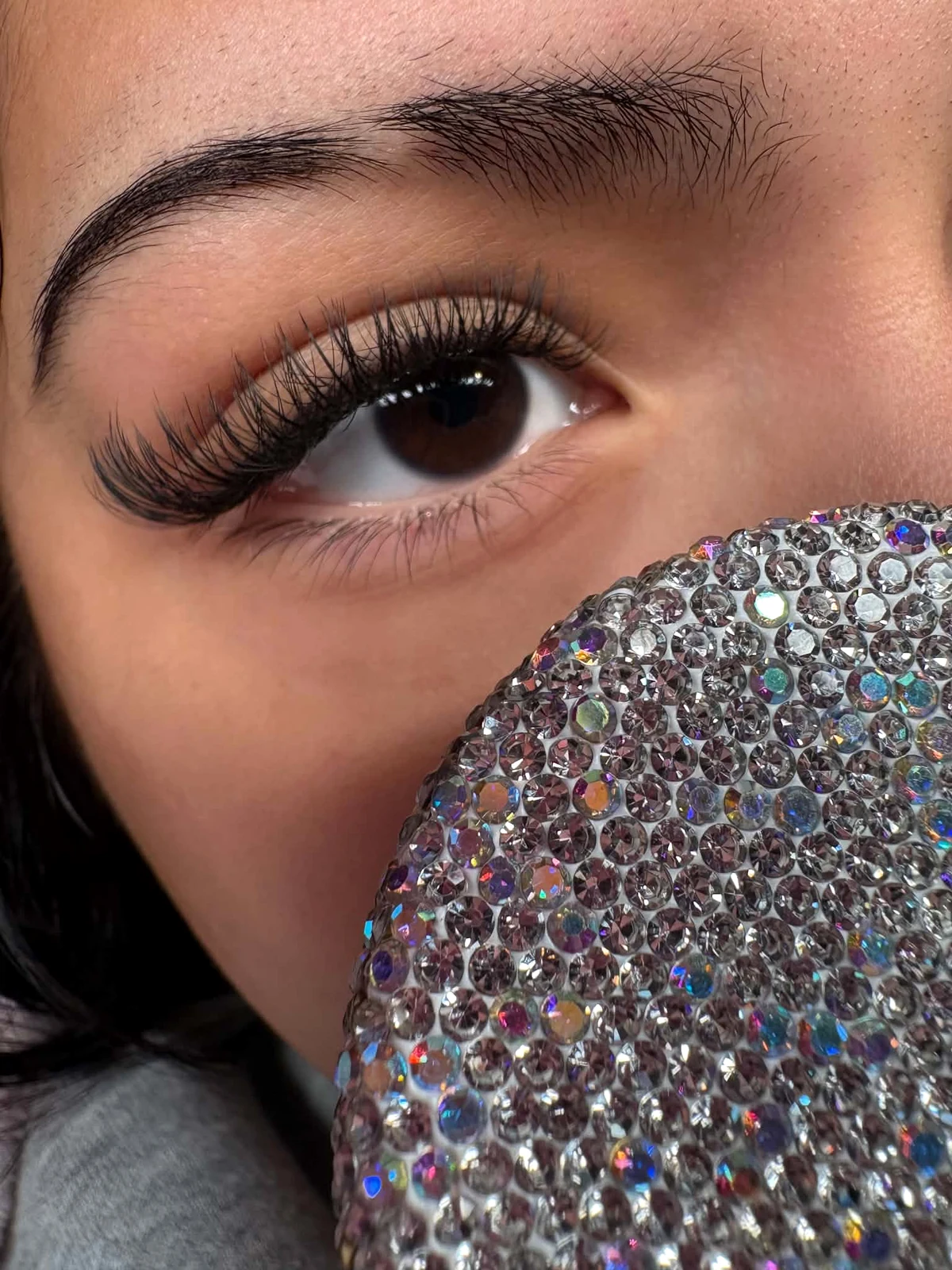 Completed lash work, close-up